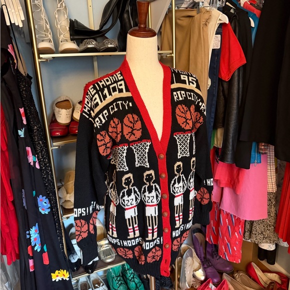 Vintage Rare Ani Barrie Basketball Cardigan - Size Medium - Picture 2 of 9